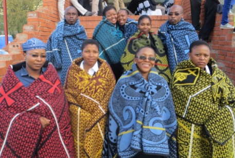 Theological students robed in Basotho blankets